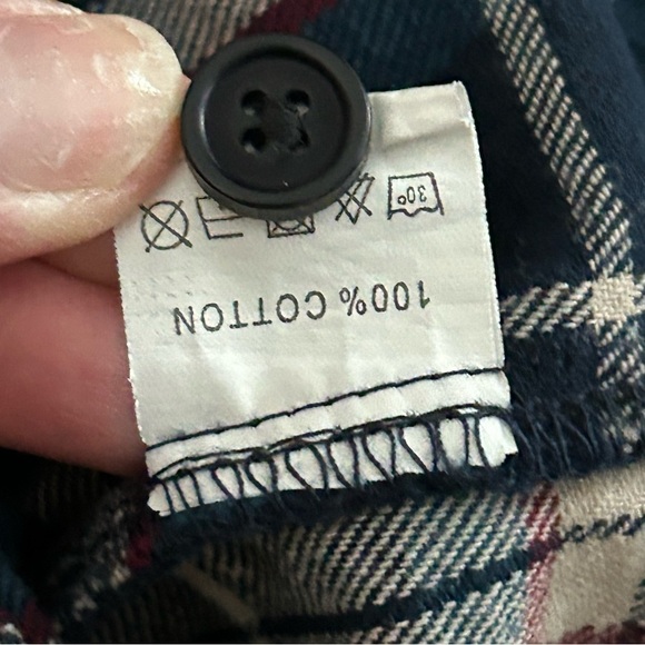 Pop England Blue Turquoise Cotton Flannel Button Up Men Size Large - Picture 7 of 7